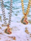 Fashion Silver Bronze Zircon Heart Pendant Chunky Chain Necklace