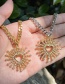 Fashion Silver Bronze Zircon Heart Pendant Chunky Chain Necklace