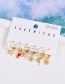 Fashion Gold 6-piece Set Of Copper Inlaid Zircon Flower Bow Earrings