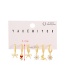 Fashion Gold 6-piece Set Of Copper Inlaid Zircon Flower Bow Earrings
