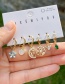 Fashion Gold 6-piece Set Of Copper Inlaid Zircon Fruit Flower Earrings