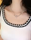 Fashion Silver Pearl Beaded Chain Bow Necklace