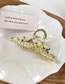 Fashion Gold Alloy Diamond Pearl Flower Leaf Grab Clip