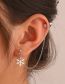 Fashion Silver Brass Diamond Snowflake Chain One Piece Stud Earrings