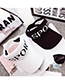 Fashion Black And White Letters (elastic Elastic Head Circumference) Letter Embroidered Big Brim Hat