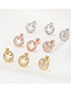 Fashion 495 White K Copper Inlaid Zirconium Heart Geometric Piercing Ball Stud Earrings