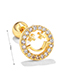 Fashion 495 Gold Color Copper Inlaid Zirconium Heart Geometric Piercing Ball Stud Earrings