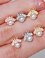 Fashion 633 White K Copper Inlaid Zirconium Bee Piercing Stud Earrings