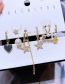 Fashion Gold Color Brass And Zirconium Pentagram Heart Earrings Set