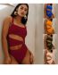 Fashion Meat Meal Nylon Cutout One Piece Swimsuit