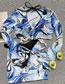 Fashion Blue Nylon Print V-neck Tie Split Swimsuit