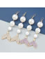 Fashion Purple Alloy Diamond Fishtail Pearl Tassel Drop Earrings