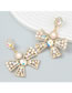 Fashion Ab Color Alloy Diamond And Pearl Bow Stud Earrings