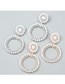 Fashion Silver Alloy Diamond Set Pearl Multilayer Round Stud Earrings