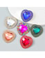Fashion Green Alloy Diamond Heart Stud Earrings