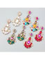 Fashion Red Alloy Diamond And Pearl Geometric Drop Earrings