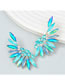 Fashion Blue Alloy Diamond Geometric Wing Stud Earrings