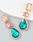 Fashion Green Color Alloy Diamond Geometric Drop Earrings