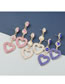 Fashion Pink Alloy Diamond Heart Earrings