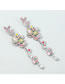 Fashion Color Alloy Diamond Multi-layer Butterfly Flower Drop Earrings