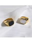Fashion Gold Color Black Us6+52mm Titanium Steel Flat White Shell Ring
