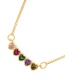 Fashion Color-5 Bronze 11 Zircon Heart Pendant Necklace
