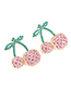 Fashion Mixed Color Alloy Diamond Cherry Stud Earrings