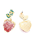 Fashion Mixed Color Alloy Diamond Strawberry Stud Earrings