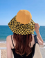 Fashion Beige Straw Checkerboard Large Brim Black Sun Hat