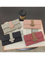 Fashion Pink Pu Geometric Pattern Belt Buckle Tri-fold Multi-card Wallet