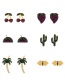 Fashion Green Bronze Zircon Drop Oil Cactus Stud Earrings