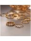 Fashion Gold Color Alloy Geometric Pearl Open Ring Set