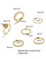 Fashion Gold Color-2 Alloy Geometric Pearl Wave Ring Set