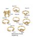 Fashion Gold Color Alloy Diamond Butterfly Geometric Ring Set