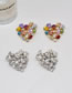 Fashion B Ear Clip Alloy Diamond Heart Stud Earrings