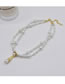Fashion White Geometric Pearl Beaded Double Necklace