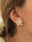Fashion Gold Color Brass Zirconium Snowflake Pearl Stud Earrings