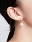 Fashion Gold Color Copper Gold Plated Diamond Geometric Cat's Eye Stud Earrings