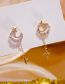 Fashion Gold Color Copper Inlaid Zircon Moon Stud Earrings
