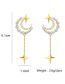 Fashion Gold Color Copper Inlaid Zircon Moon Stud Earrings