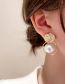 Fashion Gold Color Bronze Zirconium Geometric Pearl Round Stud Earrings