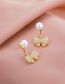 Fashion Gold Color Copper Diamond Bow Pearl Stud Earrings
