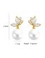 Fashion Gold Color Bronze Zirconium Butterfly Pearl Stud Earrings