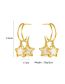 Fashion Gold Color Copper Inlaid Zirconium Pentagram Stud Earrings