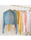 Fashion 2 Long Sleeve Light Blue Solid Color Knitted Long-sleeved Sun Protection Clothing