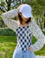 Fashion 8 Dart Grids Geometric Print Lace-up Long-sleeve Sun Protection Jacket