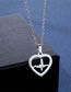 Fashion Silver Color Titanium Steel Glossy Ecg Heart Stud Necklace Set