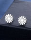 Fashion Silver Color Titanium Glossy Flower Stud Necklace Set