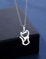Fashion Silver Color Titanium Steel Glossy Kitten Stud Necklace Set