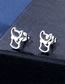 Fashion Silver Color Titanium Steel Glossy Kitten Stud Necklace Set